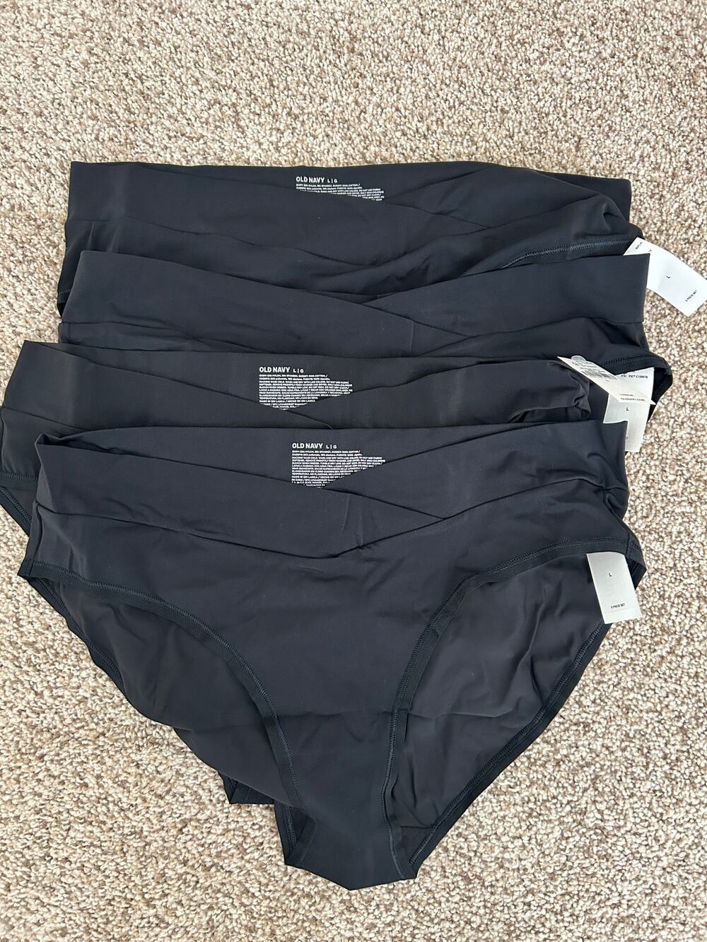Old Navy Maternity No-Show Low-Rise Soft-Knit Bikini Underwear Bundle Sz L
